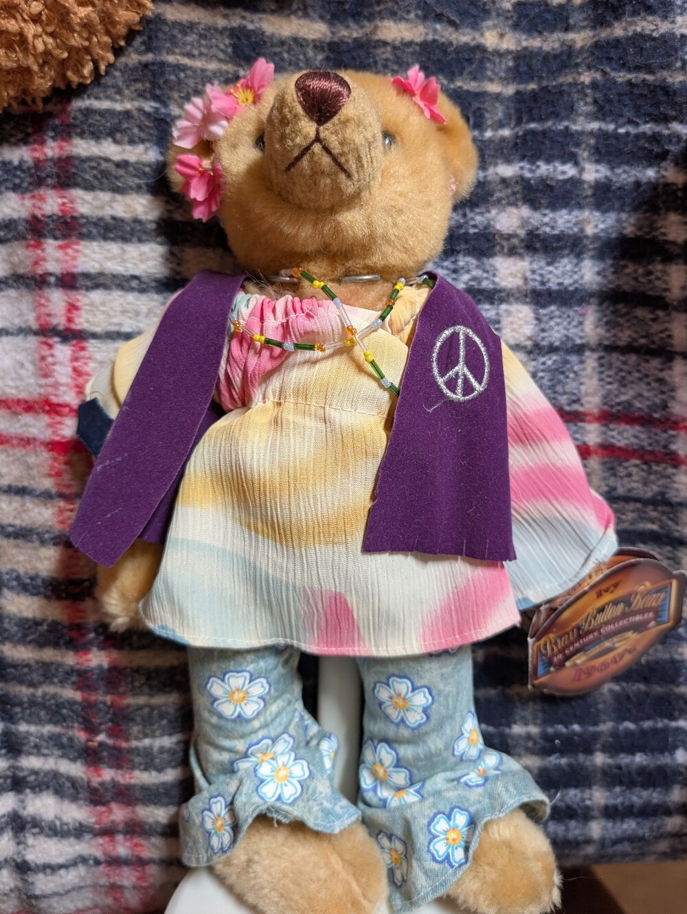 Plush Bear Kids Toy – Multicolor Floral Outfit